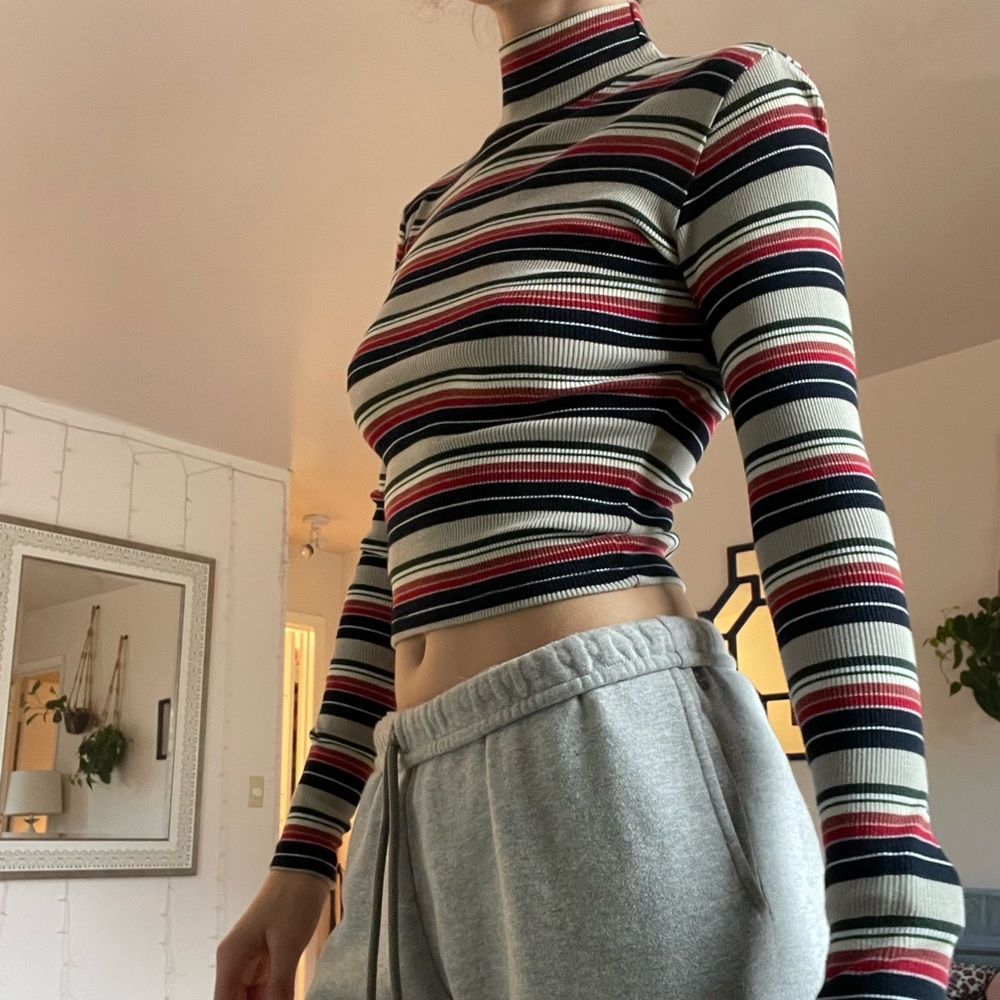 Brandy Melville stripe mock neck